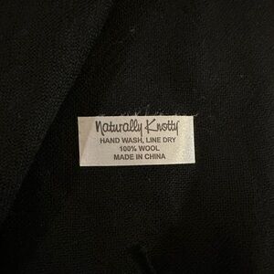 Naturally Knotty Black 100% Wool Garment
